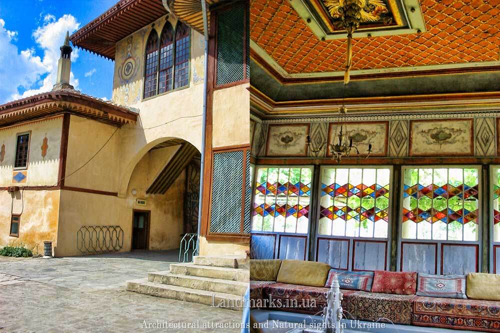 Inside the yard and the room of Bakhchysarai's palace