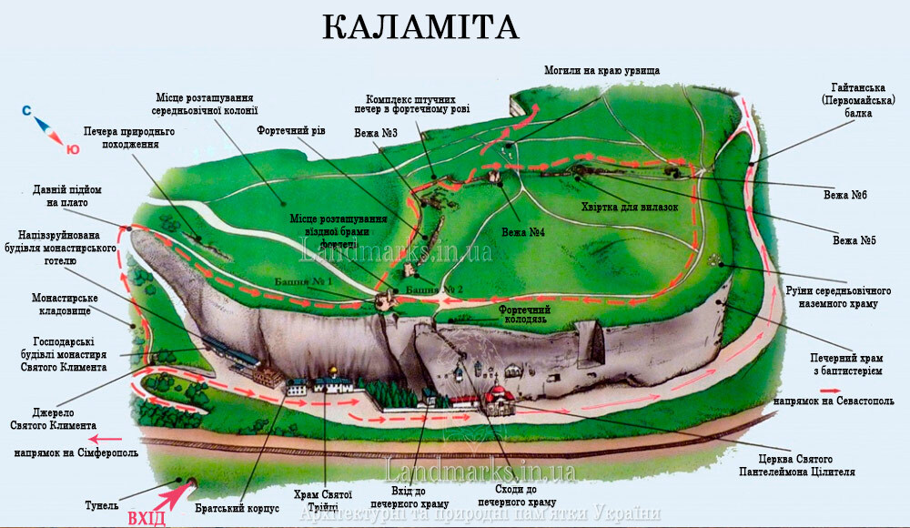 Карта-схема фортеці Каламіта та монастирей