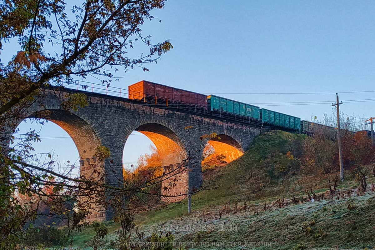 Потяг на плебанівському мості морозним ранком
