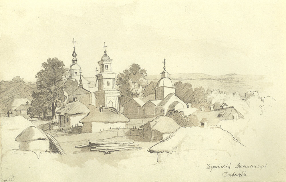 Chyhyryn Monastery, sepia. April - October, 1845
