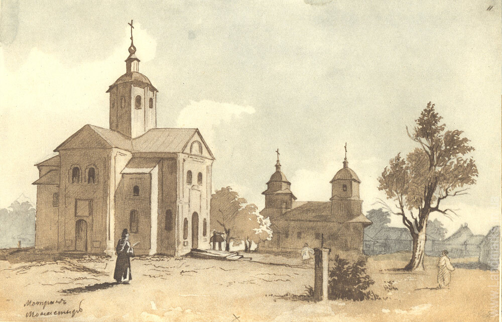 Мотрин монастир, акварель, квітень - жотвень, 1845 р.
