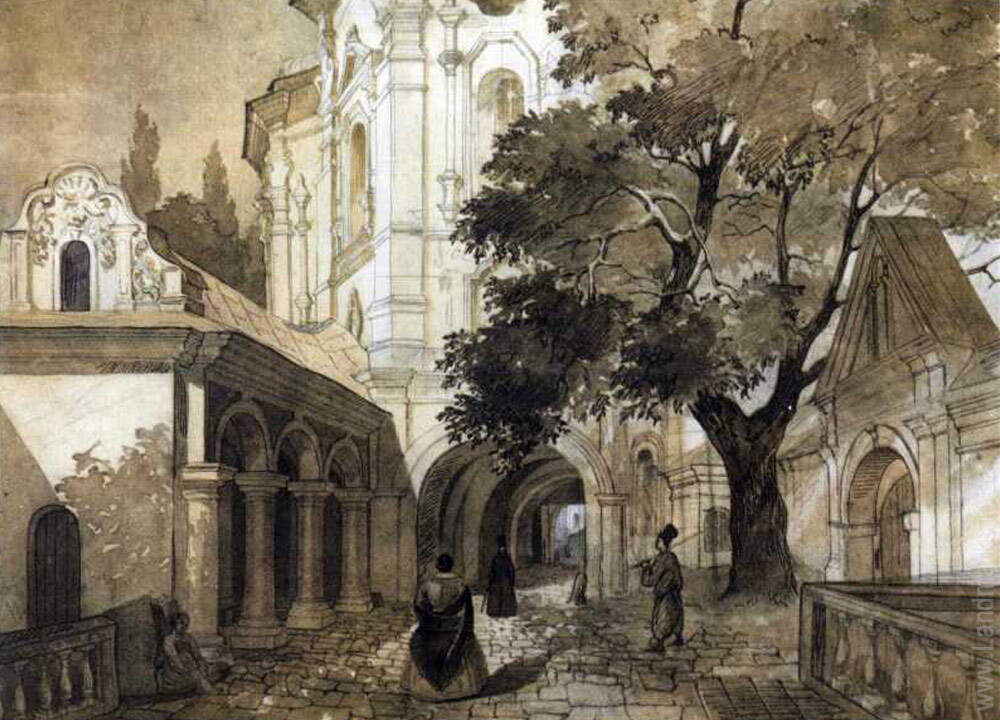 Церква всіх святих у Києво-Печерській лаврі, папір, сепія, квітень - вересень, 1846 р.